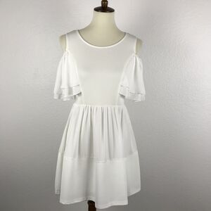 Zara Cold Shoulder Tiered Pleated Fit Flare Dress